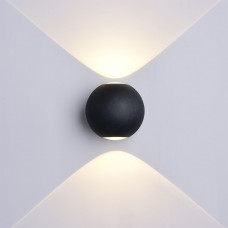 Led Επιτοίχιο Φωτιστικό Μάυρο Στρογγυλό 6W Φυσικό Λευκό 