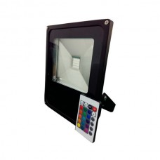 LED Προβολέας 10W RGB Floodlight With Remote Control Black Body